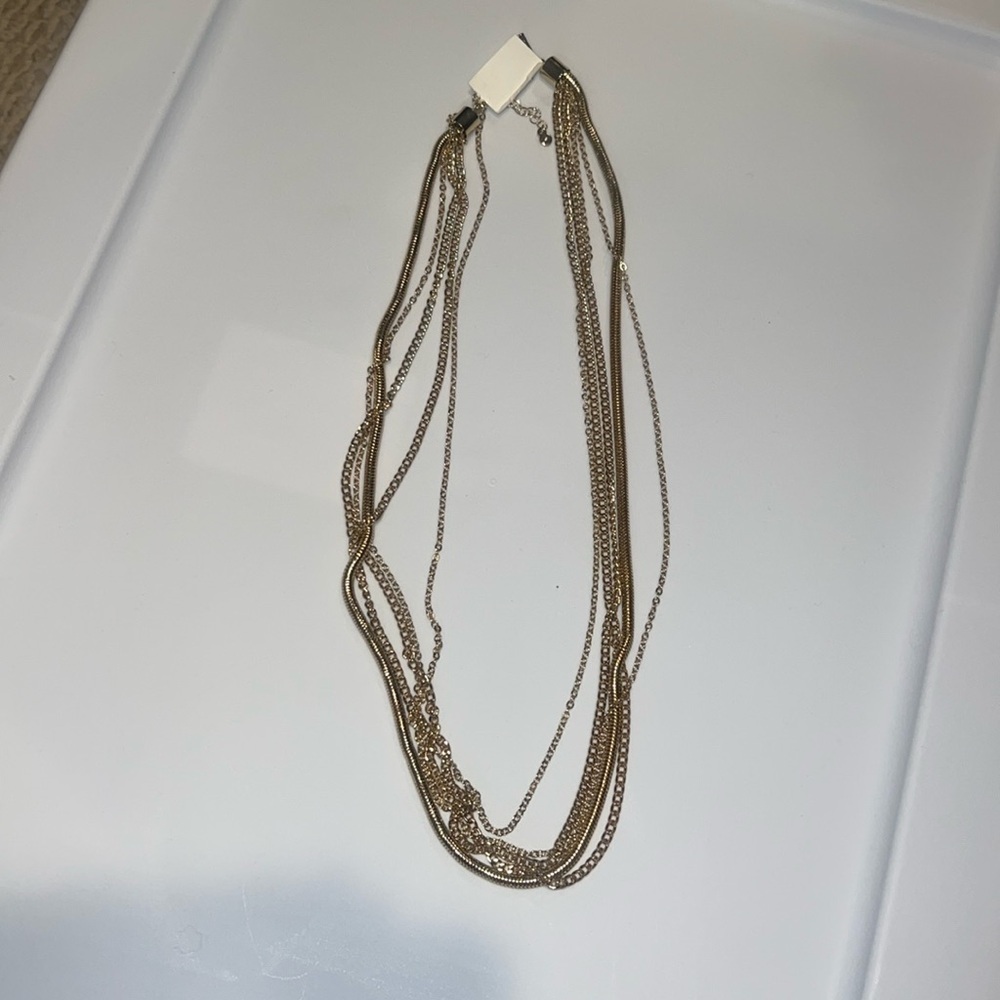 International concepts, long adjustable, multi strand, gold necklace